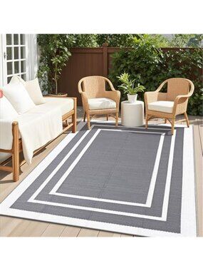 Outdoor Rug 5x8 ft Waterproof, Reversible Outdoor Plastic Straw Rug, RV Mat